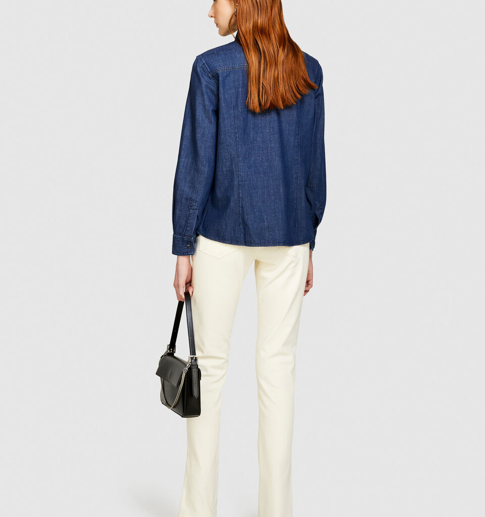 Comfort fit jean shirt - women's shirts - Dark Blue | Sisley image number 3